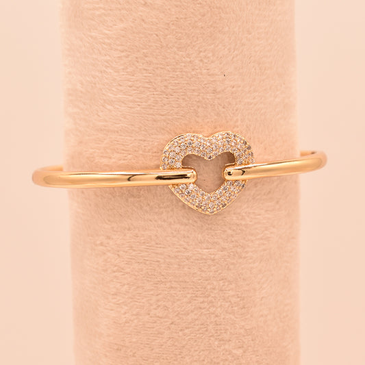 Pulsera Corazón Brillante Oro