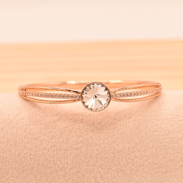 Pulsera Elegancia Radiante con Cristal y Oro Rosa