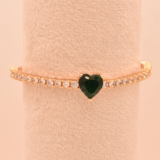 Pulsera Corazón Esmeralda Brillante