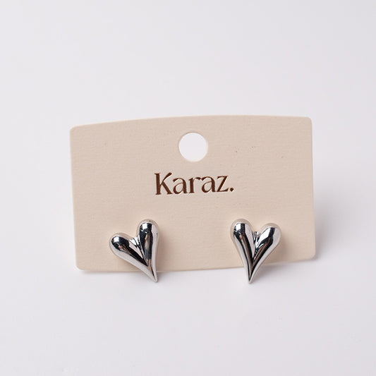 Pendientes Corazón Puffy Plateados Karaz