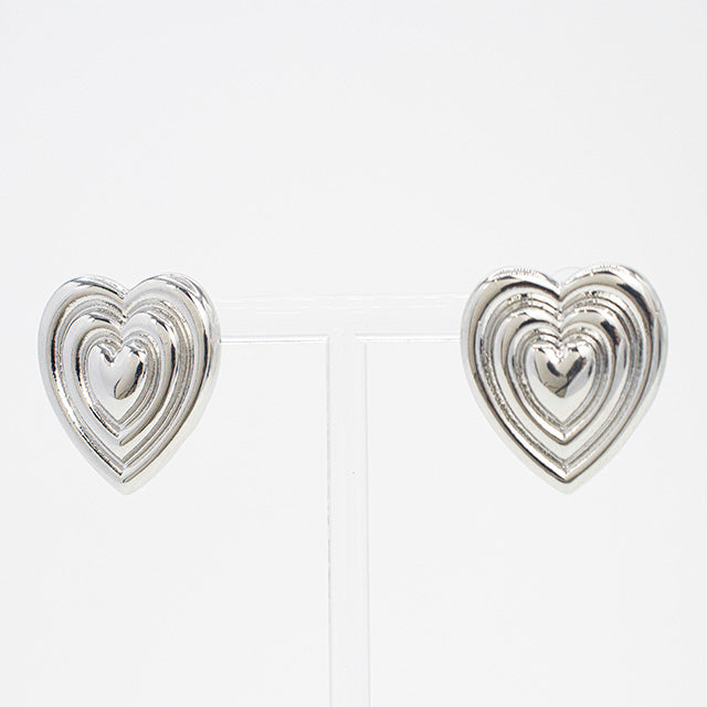 Pendientes Corazón Plateado Volumétrico