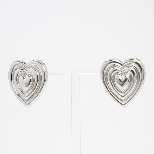 Pendientes Corazón Plateado Volumétrico