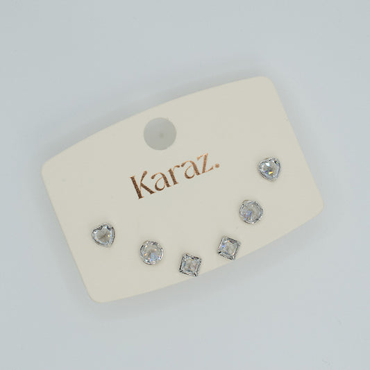 Set de Aretes Plateados con Cristales Geométricos