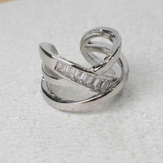 Ear Cuff Cruzado con Circonitas Baguette