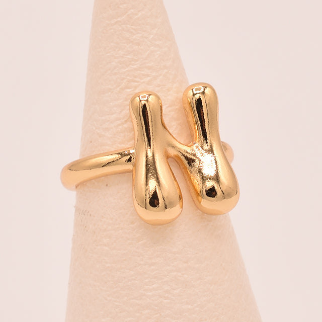 Anillo Letra N Bubble Dorado