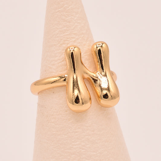 Anillo Letra N Bubble Dorado
