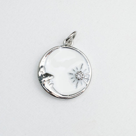 Dije Luna y Sol Esmaltado Blanco
