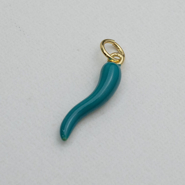 Dije Cornicello Turquesa y Oro