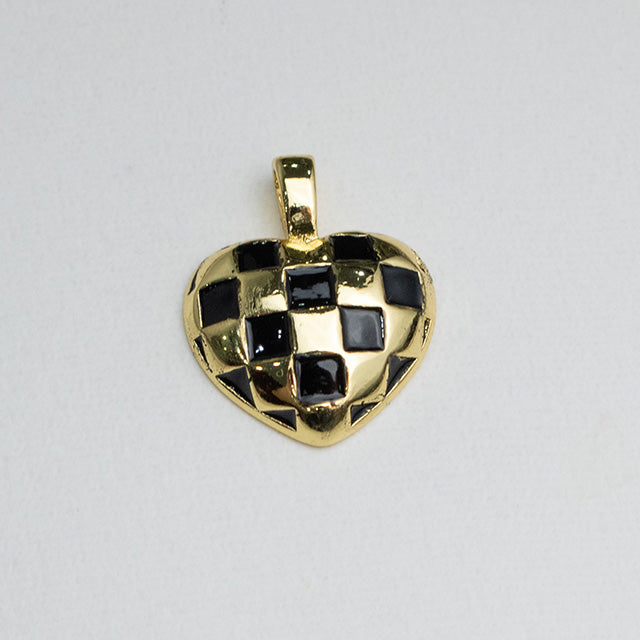 Dije Corazón Ajedrezado Oro y Negro