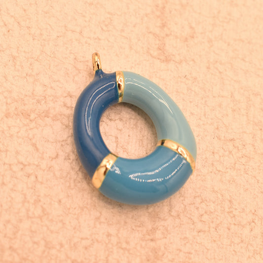 Dije Verano Azul Bicolor con Toques Dorados
