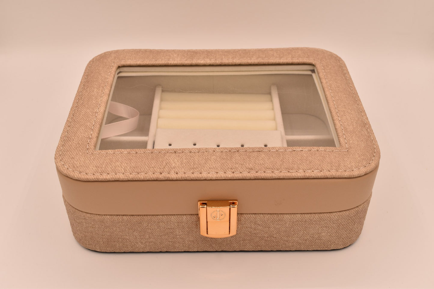 Joyero Organizador con Tapa Transparente Caqui