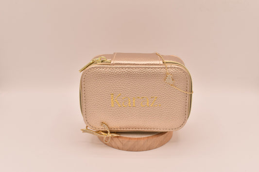 Joyero de Viaje Karaz en Cuero Oro Rosa