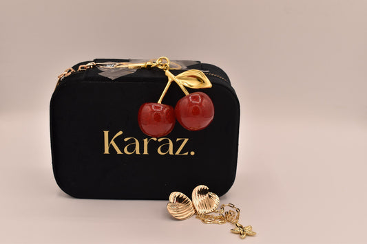 Joyero de Viaje Karaz Negro con Charm Cereza