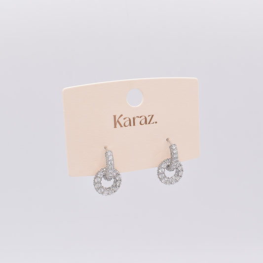 Pendientes Aro Brillantes Plateados