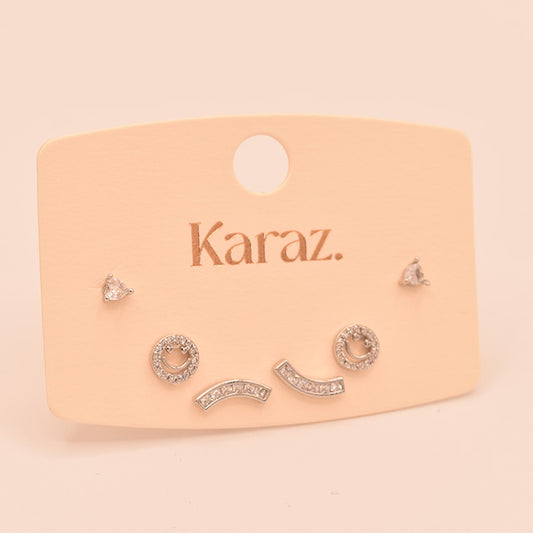 Set de Pendientes Topo Plateados Karaz: Alegría y Estilo en Cada Detalle