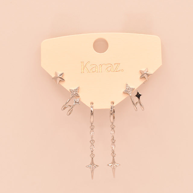 Set de Pendientes Estrellas Plateadas