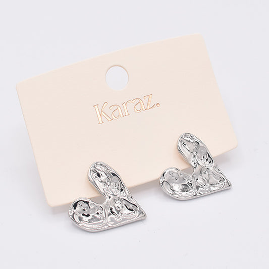Aretes Corazón Texturizado Plateados