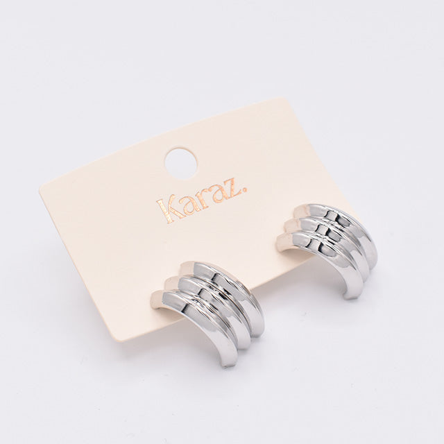 Aretes Triple Banda Plateados | Elegancia Minimalista
