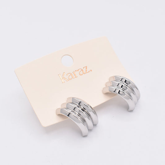 Aretes Triple Banda Plateados | Elegancia Minimalista