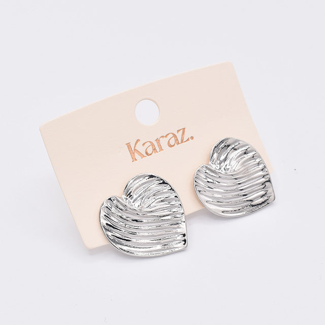 Pendientes Corazón Ondulado Plata