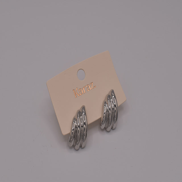 Aretes Plateados Triple Banda | Estilo Chunky Moderno