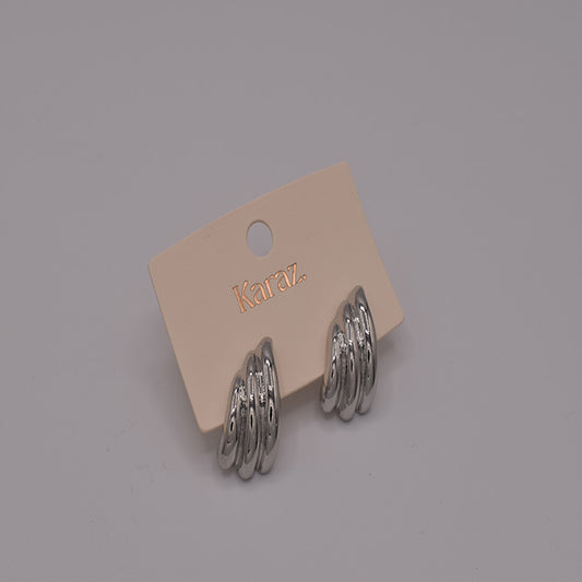 Aretes Plateados Triple Banda | Estilo Chunky Moderno
