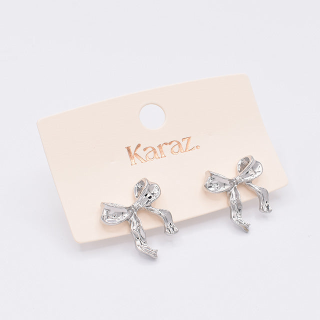 Aretes Lazo Plateado con Textura Orgánica