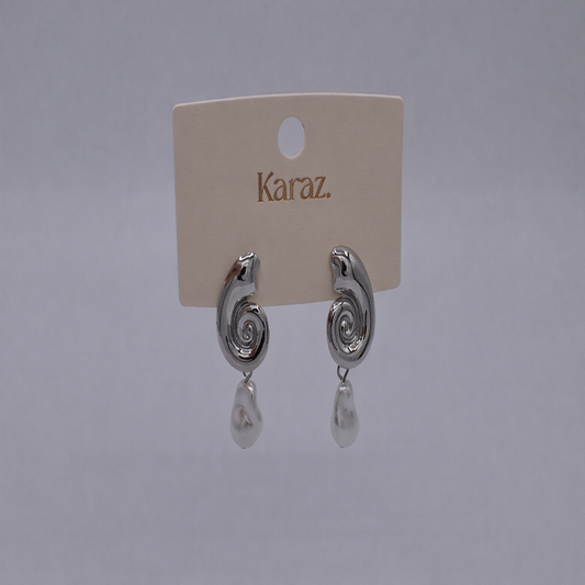 Pendientes Espiral y Perla Barroca Plateados
