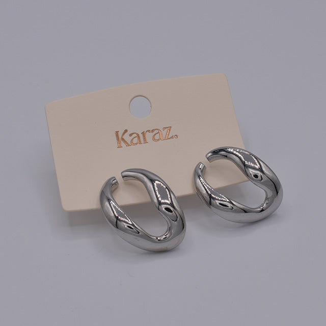 Ear Cuffs Plateados Diseño Orgánico Karaz