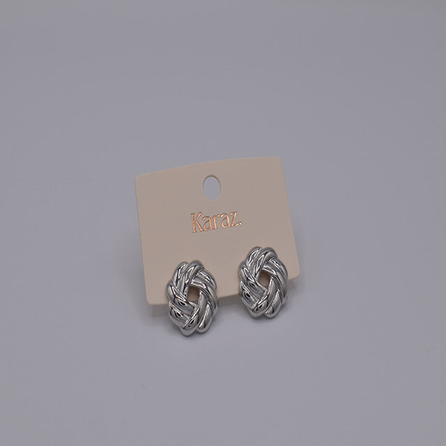 Aretes Nudo Trenzado Plateados