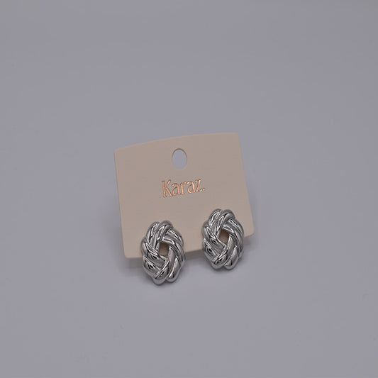 Aretes Nudo Trenzado Plateados