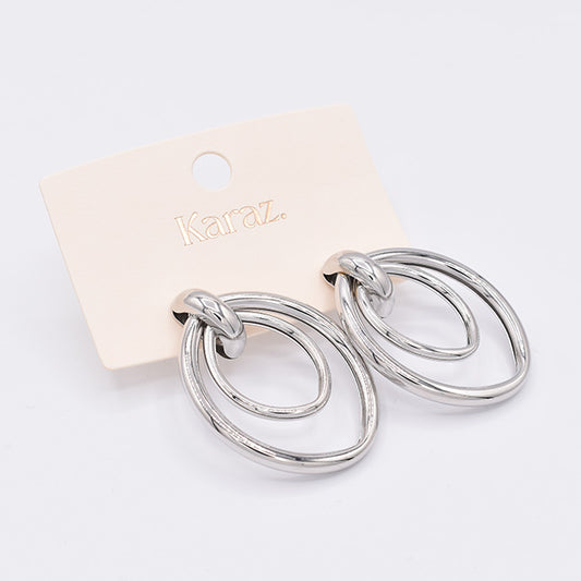 Aretes Doble Aro Plateado Karaz