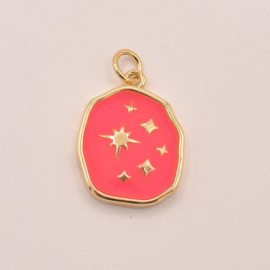 Dije Sistema Solar Rosado con Estrellas