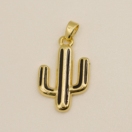Dije Cactus Dorado con Venas Negras