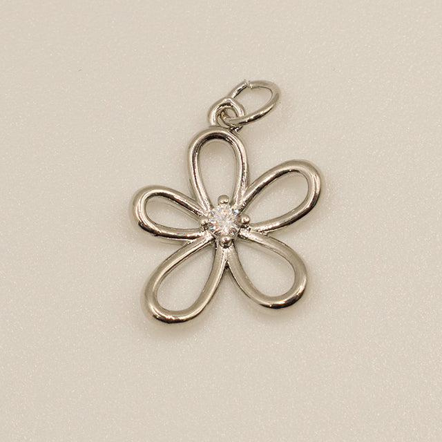 Dije Hilo de Flor con Circonia Plateada