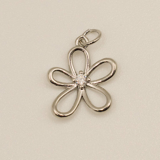 Dije Hilo de Flor con Circonia Plateada