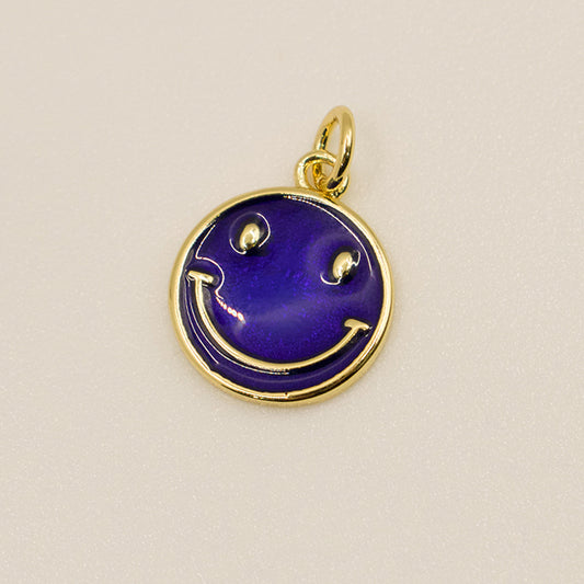 Dije Happy Face Azul Navy y Oro