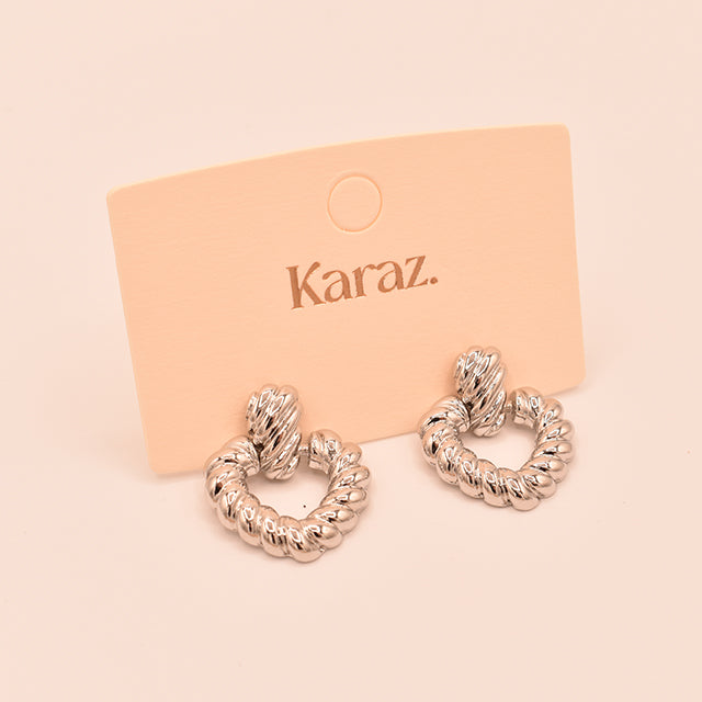 Aretes Plateados Karaz | Diseño Trenzado Chic