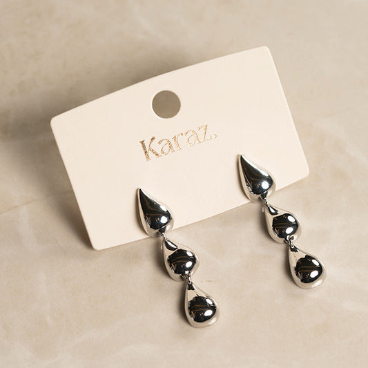 Pendientes Gotas de Brillo Plateado