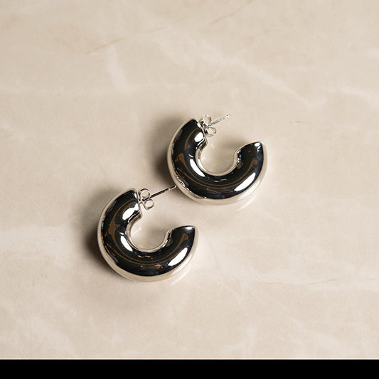 Aros Chunky Plateados | Brillo Moderno
