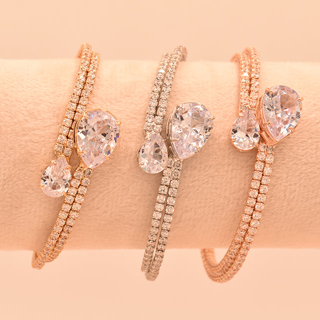 Pulsera Abierta con Cristales Brillantes