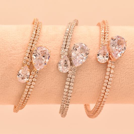 Pulsera Abierta con Cristales Brillantes