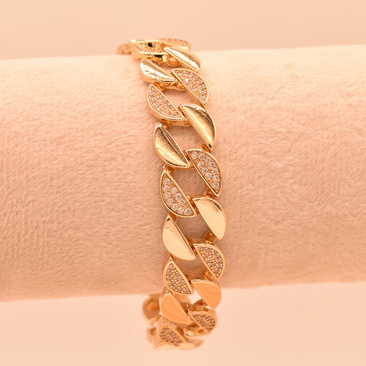 Pulsera Eslabones Brillo Dorado