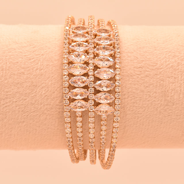 Pulsera Radiante con Circonitas y Baño de Oro Rosa