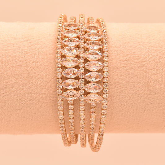 Pulsera Radiante con Circonitas y Baño de Oro Rosa