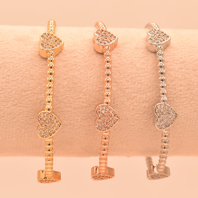 Pulsera Bangle Corazones Brillantes
