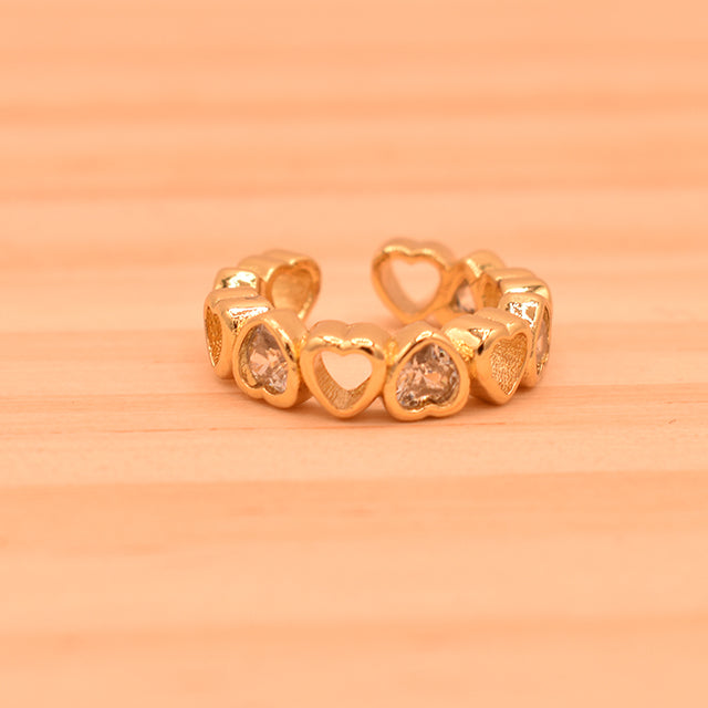 Earcuff Corazones Dorado