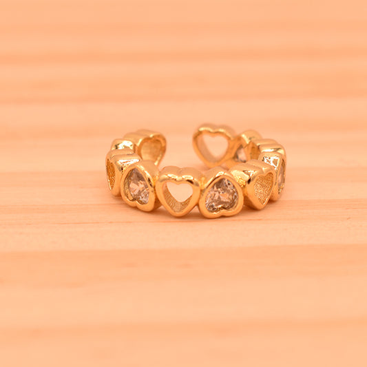 Earcuff Corazones Dorado