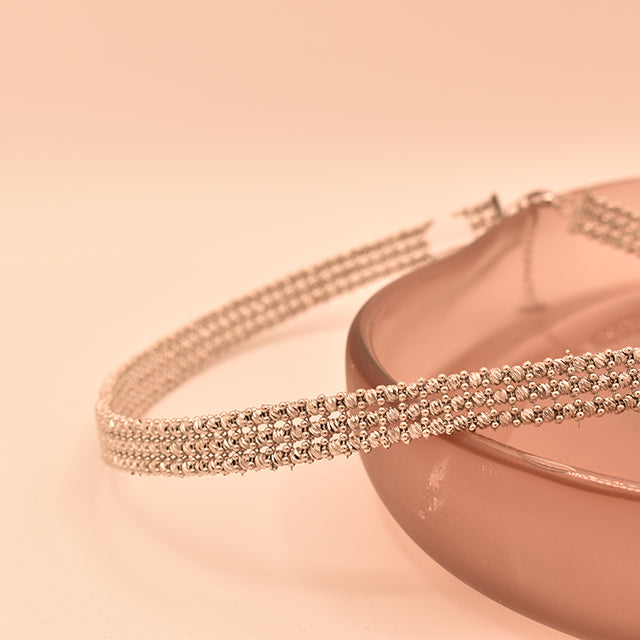 Choker Lujo Tres Bandas Plateado | Elegancia Brillante