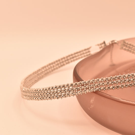 Choker Lujo Tres Bandas Plateado | Elegancia Brillante